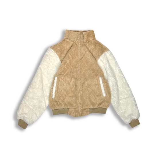 Nude & White Combo Fleece Jacket