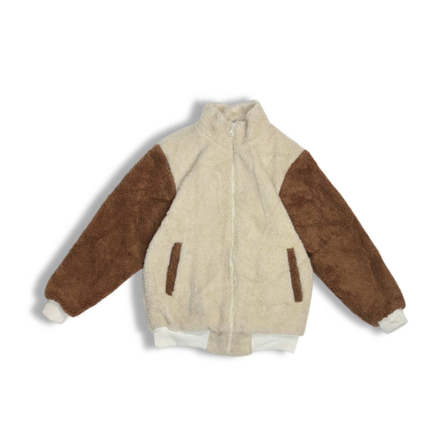 Cream & Brown Combo Fleece Jacket