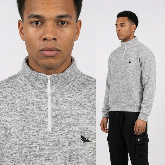 Heather Grey Marled Quarter-Zip Pullover