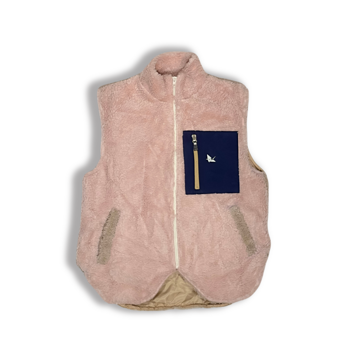 Pink & Nude Combo Sleeveless Fleece Jacket